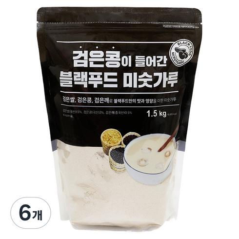 태광선식 검은콩이 들어간 블랙푸드 미숫가루, 1.5kg, 6개