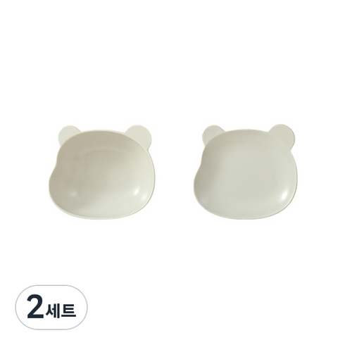 오체어스 곰돌이 도자기 디저트 요거트 접시 2종세트, 크림, 볼 + 접시, 2세트