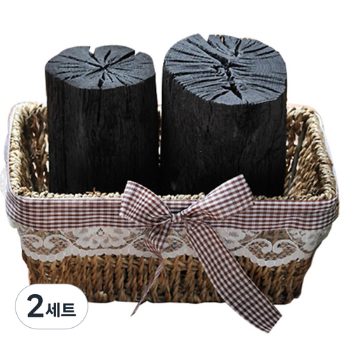 행복한세상 직사각바구니 + 숯 1kg, 2세트