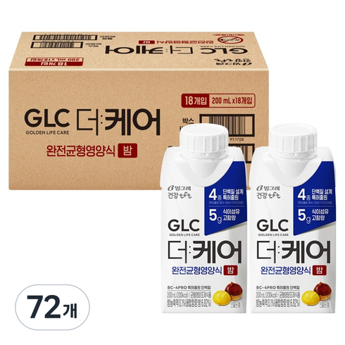 티에프티 GLC 더케어 완전균형 영양식 밤맛, 200ml, 72개