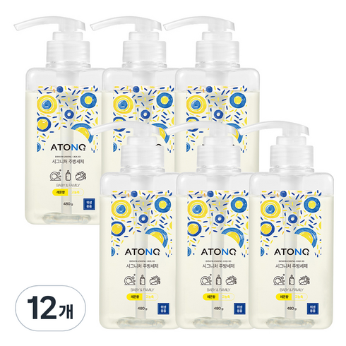 아토앤오투 시그니처 젖병 주방세제 레몬향, 480g, 12개