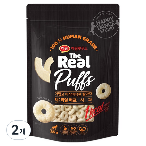 하림펫푸드 더리얼 퍼프 대용량 강아지 간식, 사과맛, 85g, 2개