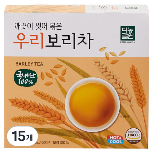 다농원 깨끗이 씻어 볶은 우리보리차 티백, 1.2g, 100개입, 15개