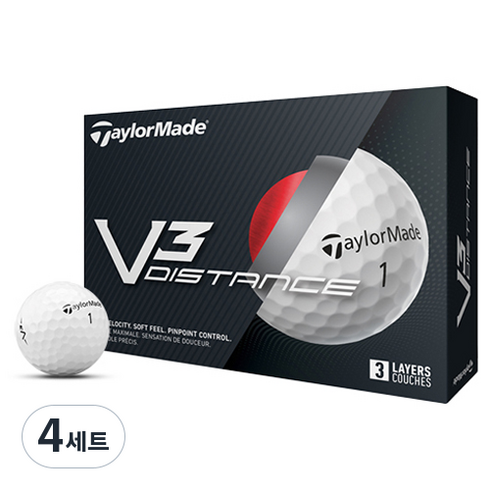 테일러메이드 V3 디스턴스 골프공 3피스, 화이트, 12개입, 4세트