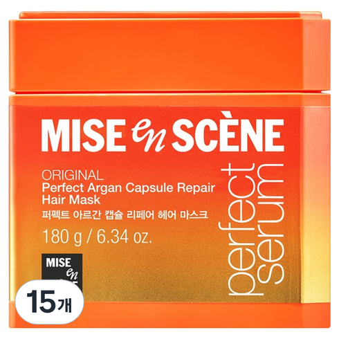 미쟝센 퍼펙트 아르간 캡슐 리페어 헤어 마스크, 180g, 15개