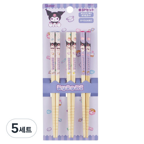 스케이터 ANT2T 우드 찹스틱, 쿠로미, 5세트, 젓가락 3종