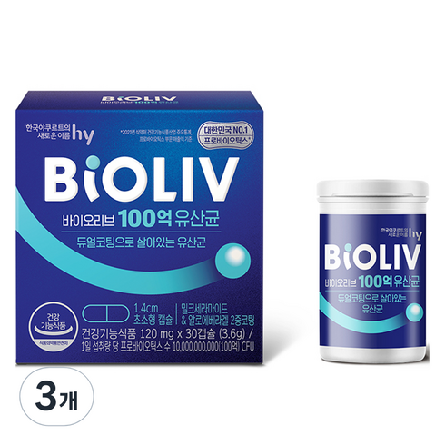 바이오리브 100억 유산균, 30정, 3개