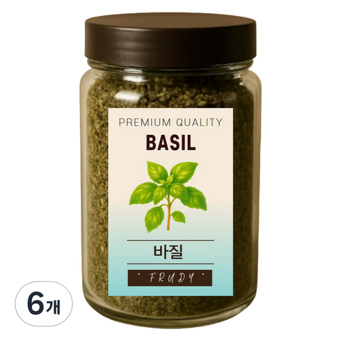 푸르디 건조 바질잎, 100g, 6개