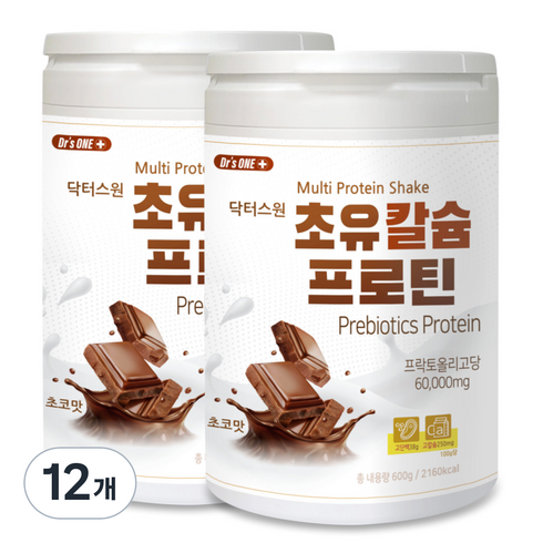 닥터스원 초유 칼슘 프로틴 프리바이오틱 단백질쉐이크, 600g, 12개
