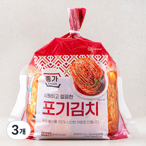 종가 포기김치, 1.6kg, 3개