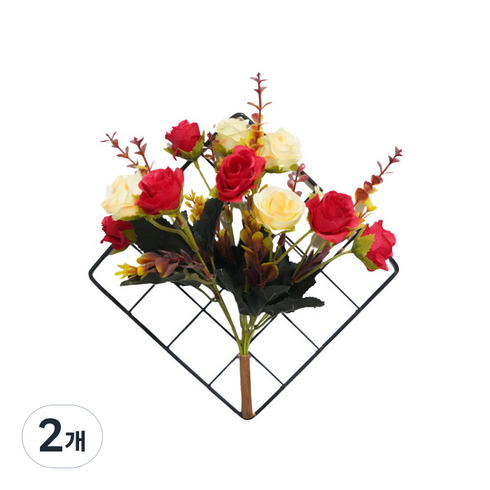 윰스 화사한 조화 다이아몬드 벽장식, 레드로즈, 2개