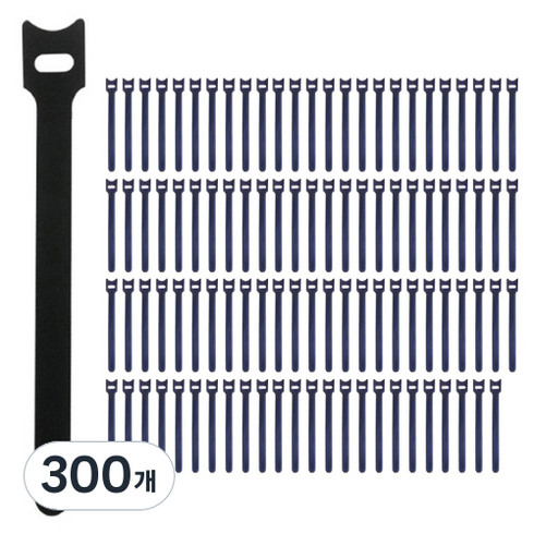 디오셀 깔끔 선정리 찍찍이 케이블타이, 300개, 블랙
