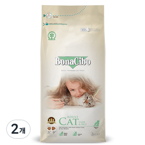 보나시보 어덜트 고양이 건식 사료, 양, 2kg, 2개