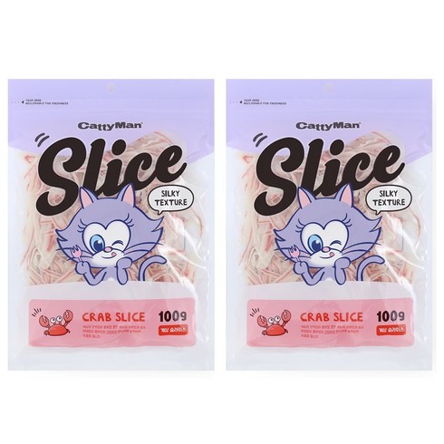 캐티맨 반려동물 슬라이스 간식, 게살맛, 100g, 2개