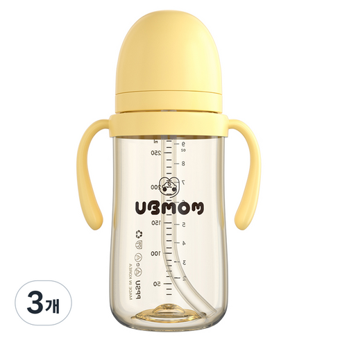 유비맘 시그니처 빨대컵, 280ml, 3개, 바나나