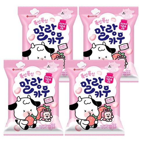 롯데웰푸드 말랑카우 스트로베리, 158g, 4개