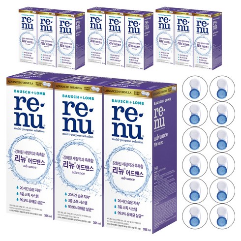 리뉴 어드벤스 렌즈 세정액+케이스, 355ml, 2개입, 12개