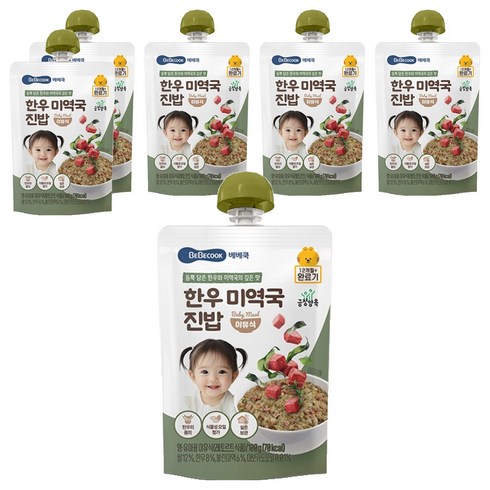 베베쿡 한우 미역국 진밥 실온이유식 완료기, 100g, 6개