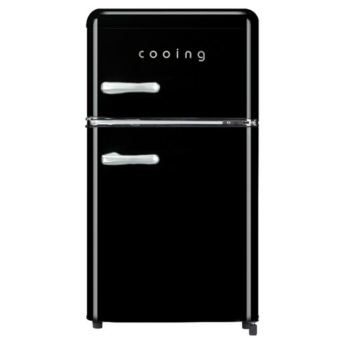 쿠잉전자 레트로 미니 80L 2도어 냉장고, 블랙(REF-D85BK), REF-D85BK