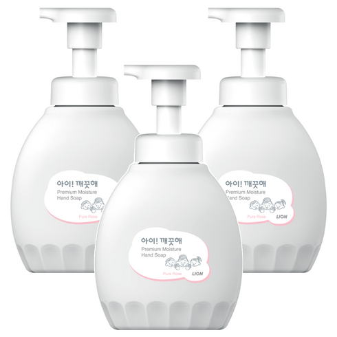 아이깨끗해 프리미엄 모이스처 폼 핸드솝 퓨어 로즈, 450ml, 3개
