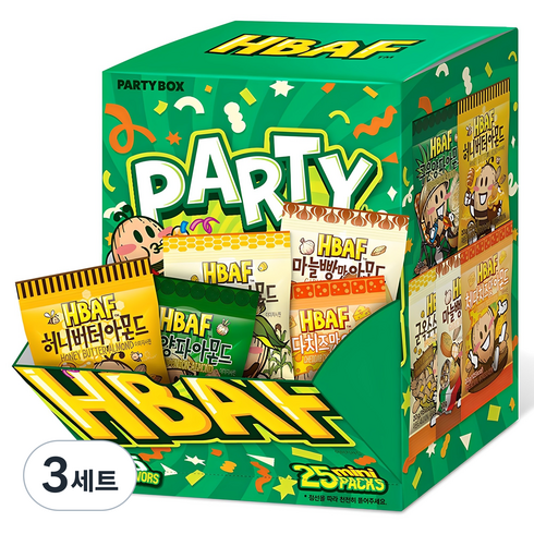 바프 미니 파티박스 그린 5종 x 5p 세트, 500g, 3세트