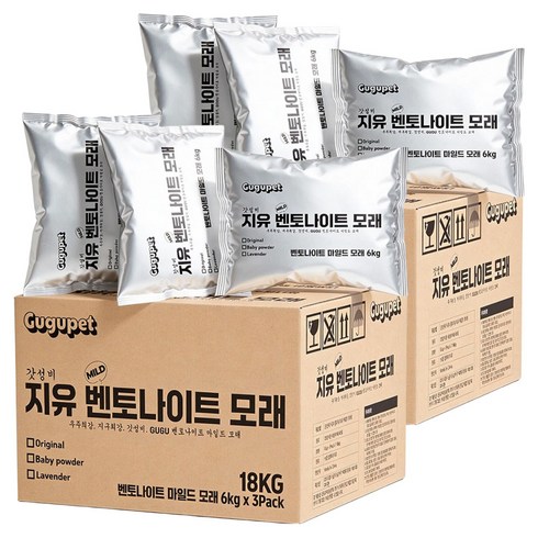 구구펫 고양이 마일드 벤토나이트 모래, 6kg, 6개, 베이비파우더향