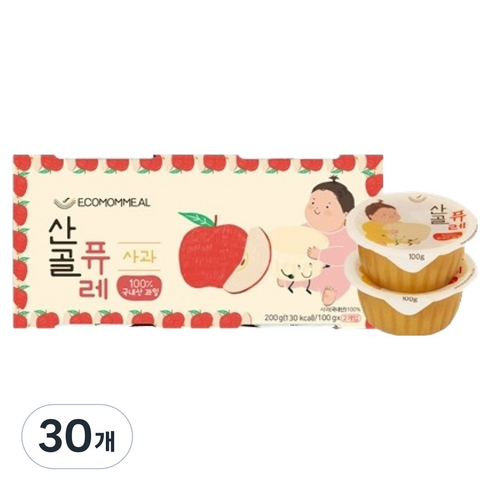 에코맘의산골이유식 유아용 산골퓨레 2p, 30개, 200g, 사과맛