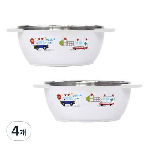 부릉부릉 논슬립 스텐 대접, 혼합색상, 4개