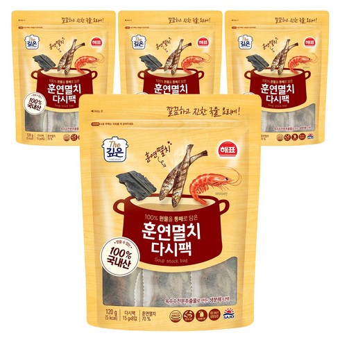 해표 훈연멸치 다시팩, 4개, 120g