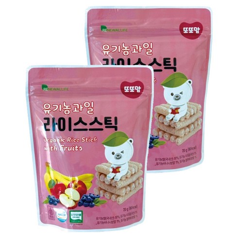 또또맘 유기농 라이스스틱 20g, 과일, 2개