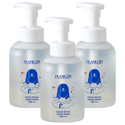 FRANKLIIN 핸드워시 거품형, 원료 본연의 향, 500ml, 3개