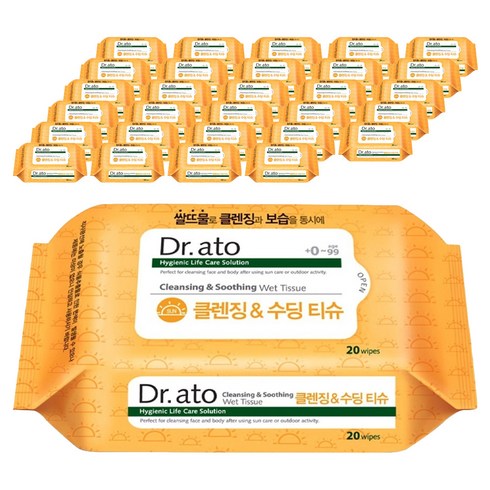 닥터아토 클렌징 & 수딩 티슈 휴대형 60gsm, 20매입, 108개