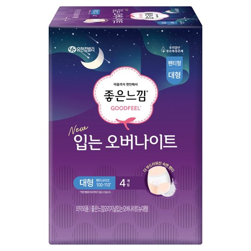 좋은느낌 입는 오버나이트, 대형, 4개입, 1개