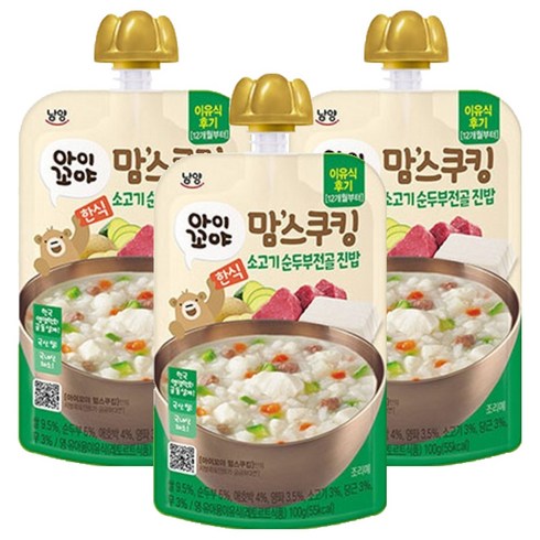 아이꼬야 맘스쿠킹 이유식, 소고기 순두부전골 진밥, 100g, 3개