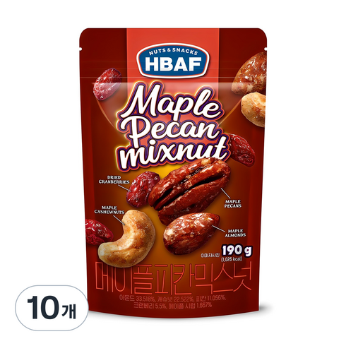 바프 메이플 피칸 믹스넛, 190g, 10개