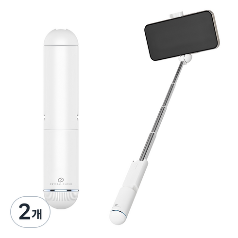 크리스탈클라우드 초미니 블루투스 셀카봉, CC-501, 2개, 화이트