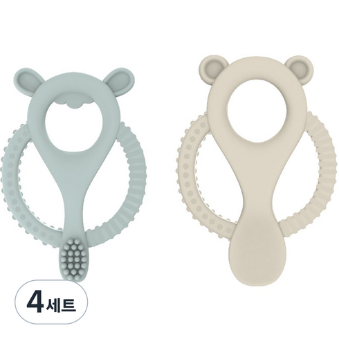 인제뉴어티 아동용 실리콘 양치발기 세트, 치발기 2종, 혼합색상, 4세트