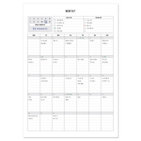 데얼스 스케쥴러 A4, 먼슬리, 20개