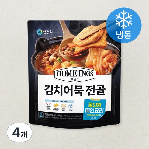 청정원 호밍스 김치어묵 우동전골 2~3인분 (냉동), 950g, 4개
