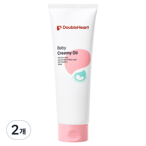 더블하트 베이비 크리미 오일 소프트 파우더리 향, 250ml, 2개