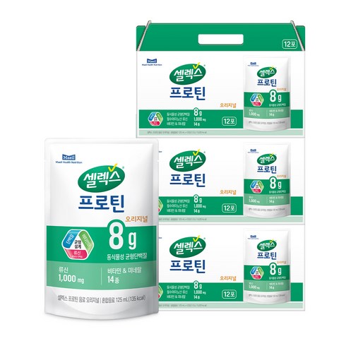 셀렉스 프로틴 파우치 음료 오리지널 12p, 1.5L, 3개