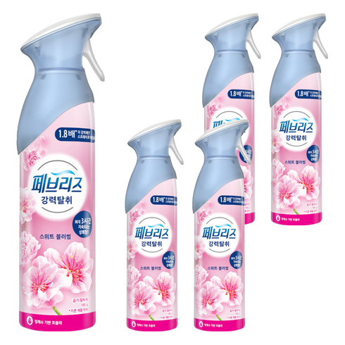 페브리즈 에어 실내 탈취제 스위트 블러썸 본품, 165g, 5개
