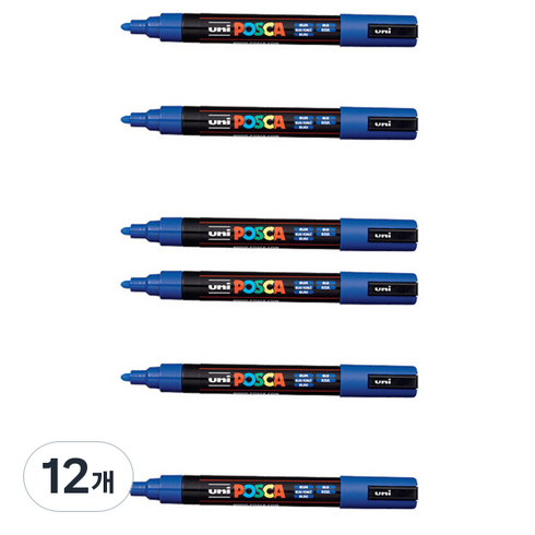 포스카 컬러마커 PC-5M BLUE, 12개, 1색
