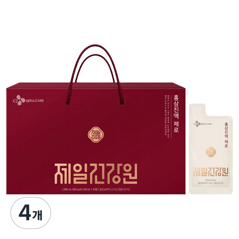 CJ웰케어 제일건강원 홍삼진액 제로 24p, 4개, 1.2L