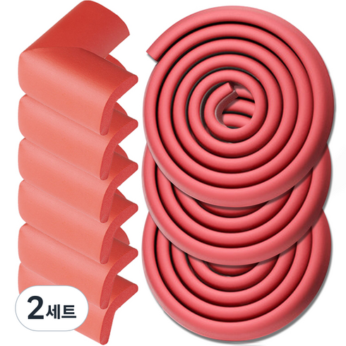 원더파파 엠보싱 모서리보호대 3p + 코너보호대 6p 세트, 2세트, 레드