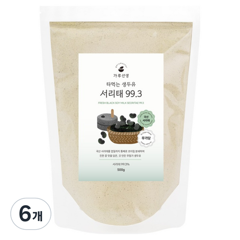 가루선생 타먹는 생두유 서리태 99.3, 500g, 6개