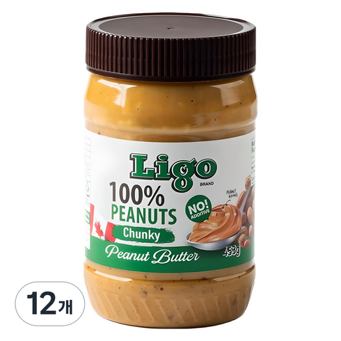 리고 100% 땅콩버터 청키, 453g, 12개