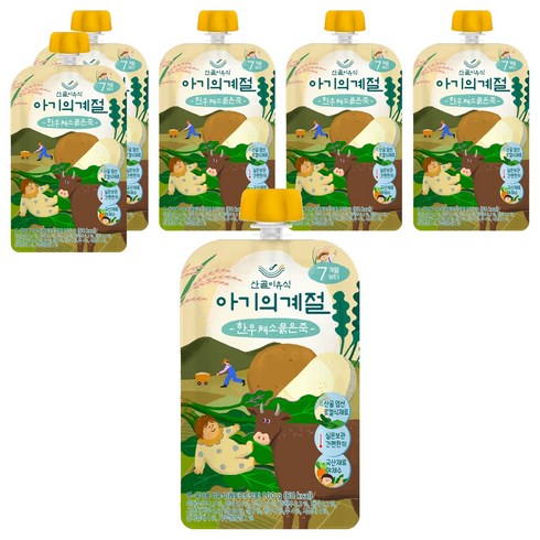 에코맘의산골이유식 아기의 계절 한우 채소 묽은죽, 100g, 6개
