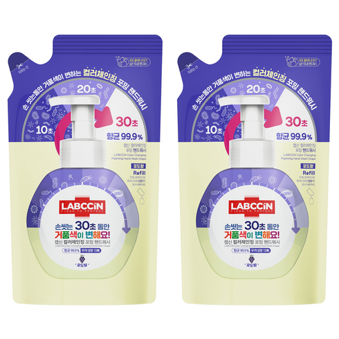 랩신 컬러체인징 포밍 핸드워시 포도향 리필, 450ml, 2개