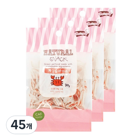 굿데이 네츄럴 스낵 고양이 간식, 게살슬라이스, 30g, 45개